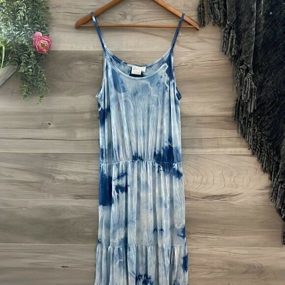 Beach Break Dresses & Skirts - Beach Break Womens Blue Tie Dye Stretchy Sleeveless Casual Maxi Dress Size Small